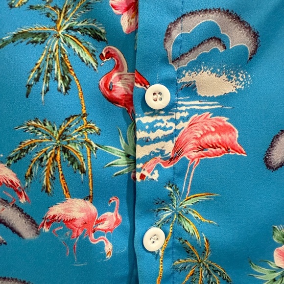 Tropical Blue Kids Hawaiian Shirt Flamingos 4T. Beach Vacation Tommy Bahama - Picture 3 of 4
